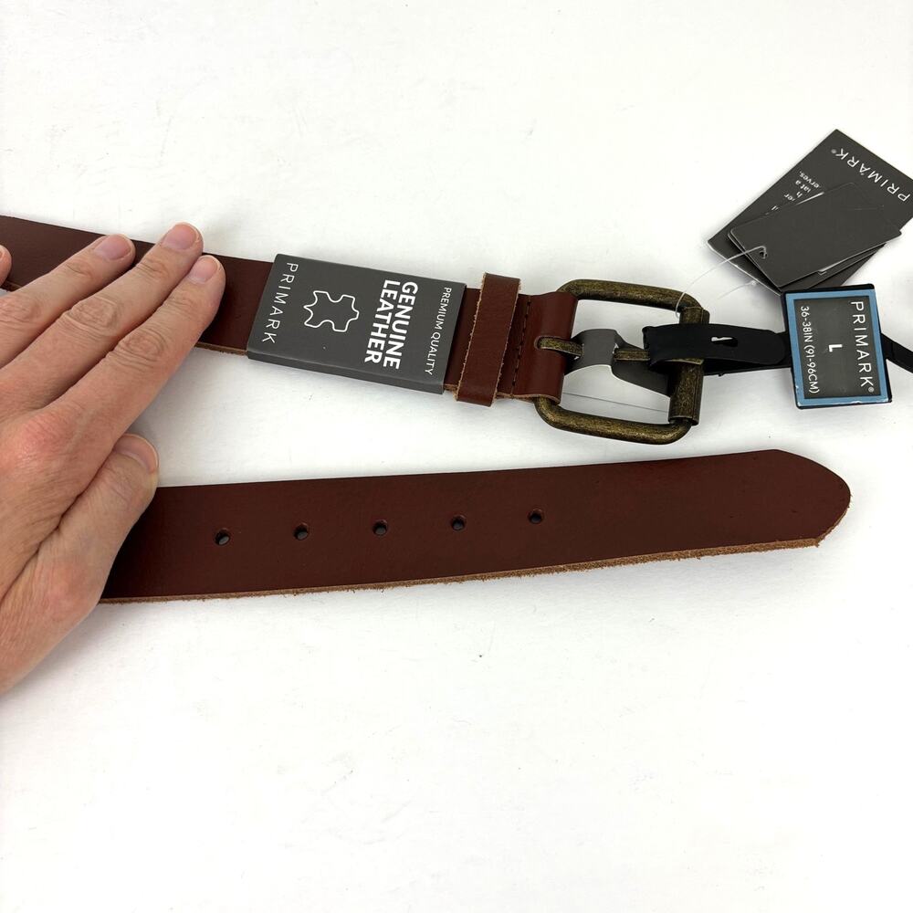 NEW Brown Leather 1.5" Belt Large Primark